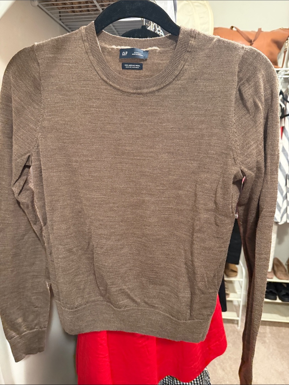 GAP Brown 100% merino wool Crewneck Lightweight Sweater